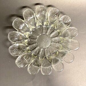 Holmegaard Denmark Vintage Shallow Clear Glass Flower Petal Daisy Bowl
